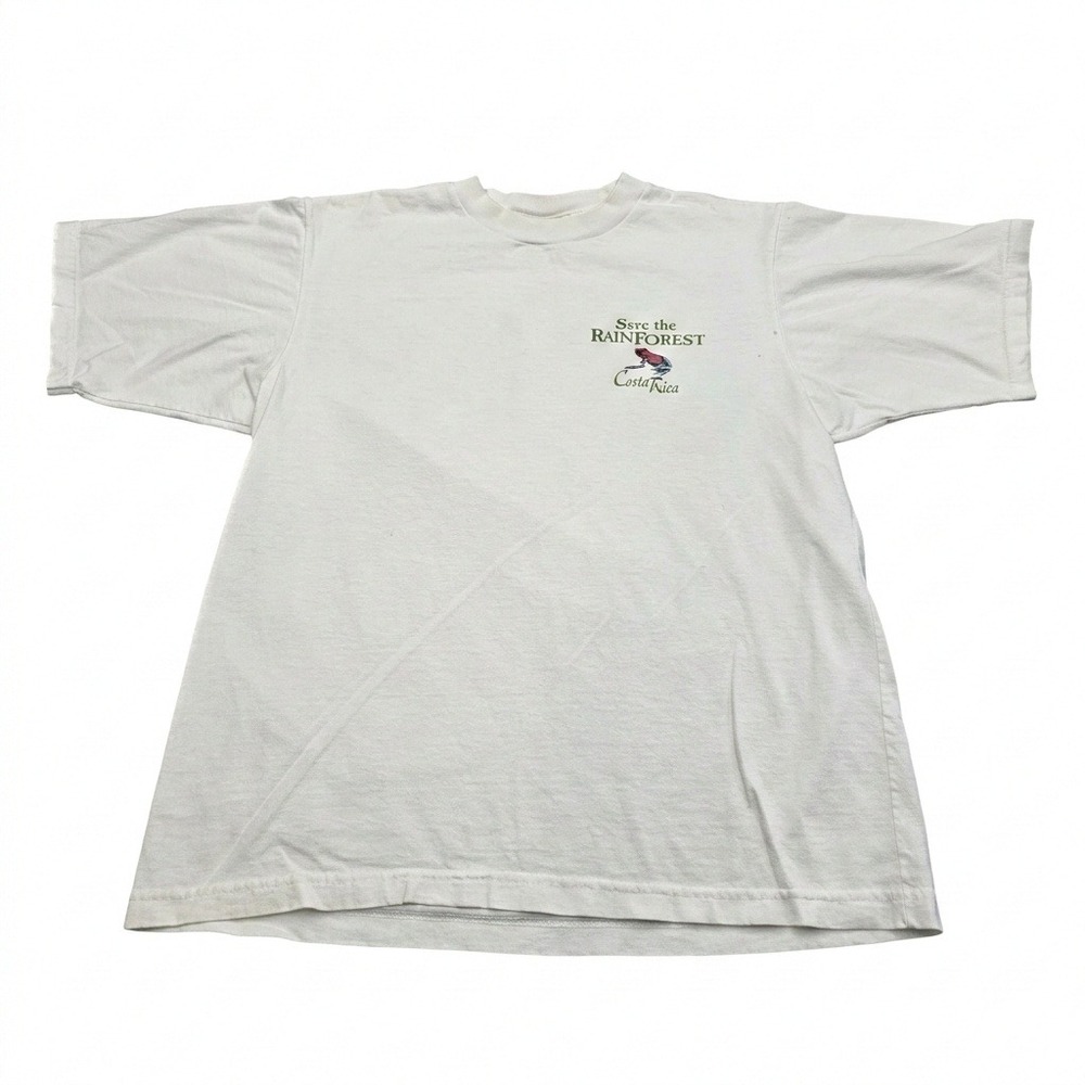 Vintage Save the Rainforest Costa Rica T-Shirt Small White Single Stitch‎ Frog